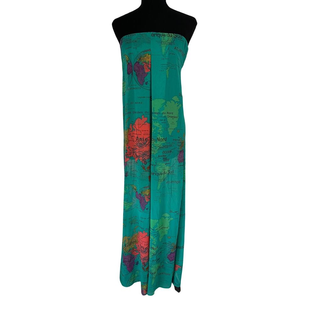 Show Me Your Mumu World Map Maxi Dress S Boho Travel Euro Summer Strapless